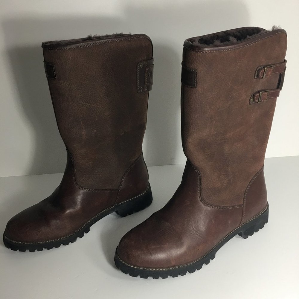 Hunter Montrose Leather Shearling Brown Boots